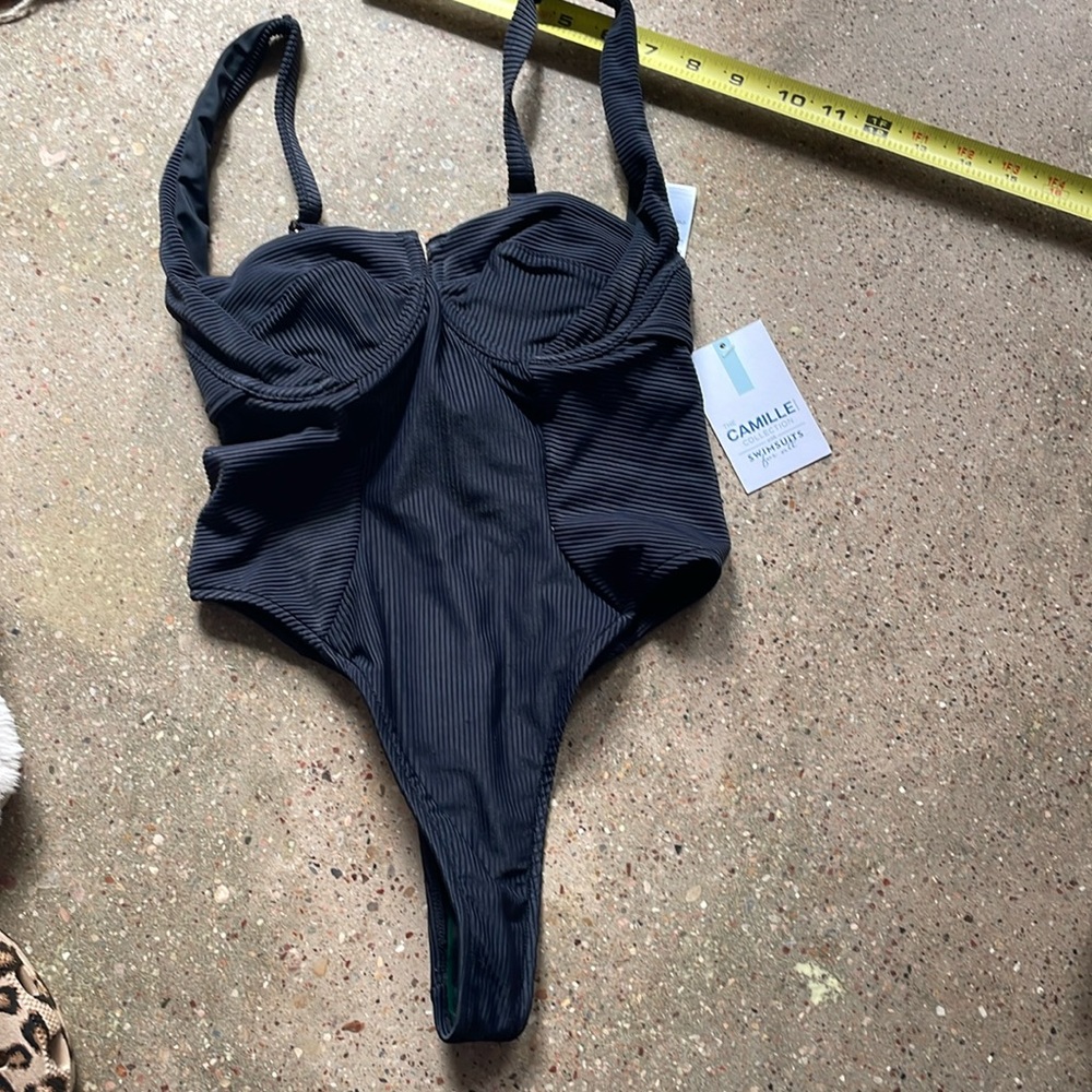 Swimsuits for All NWT Camille black underwire thong one piece